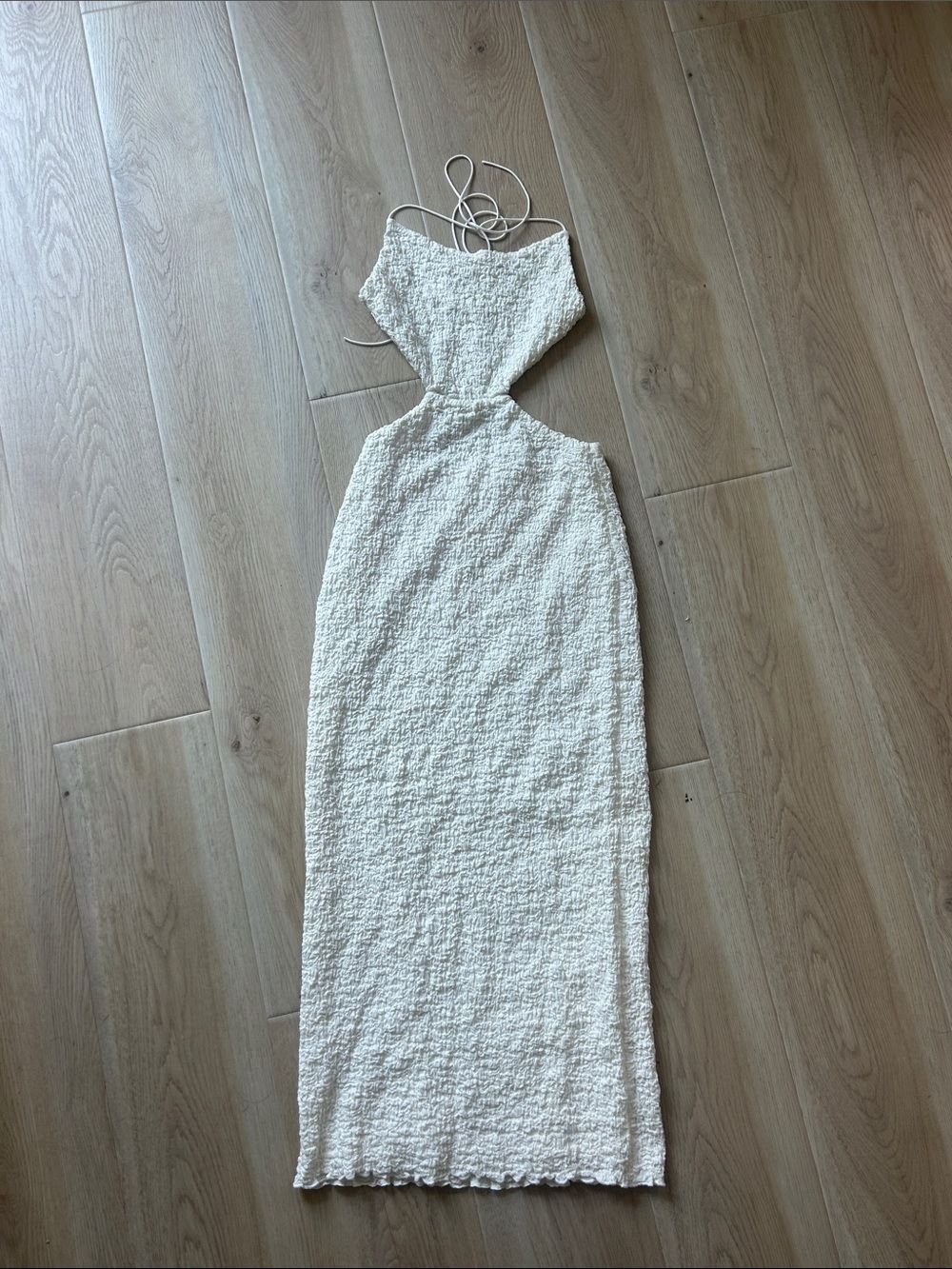 MESHKI White Textured Cutout Maxi Dress Honeymoon Vacation Bridal XS